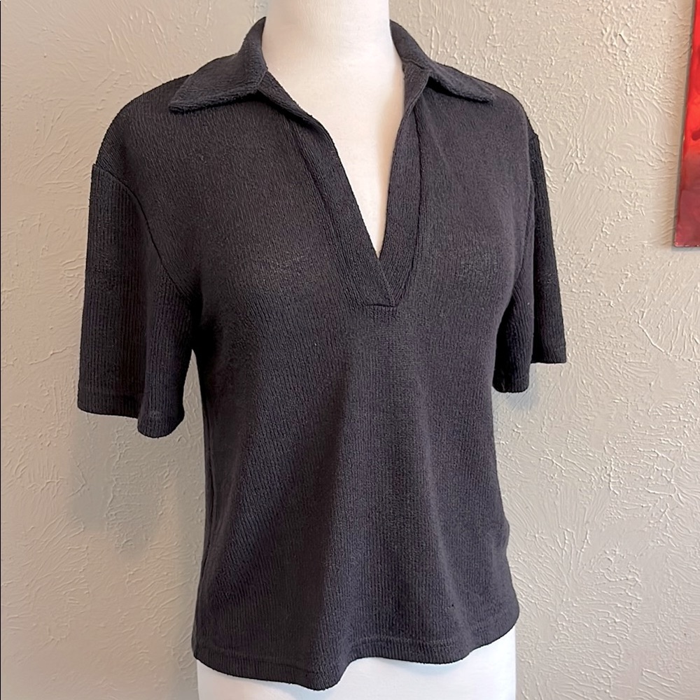Black Knitted Polo Short Sleeve